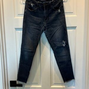 Liverpool Dark Blue Distressed Ankle Jeans